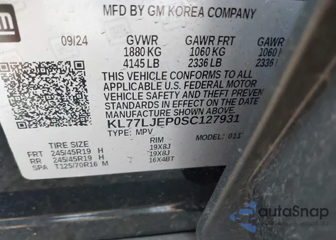 2025 Chevrolet Trax Fwd 2Rs from USA, damaged, VIN KL77LJEP0SC127931